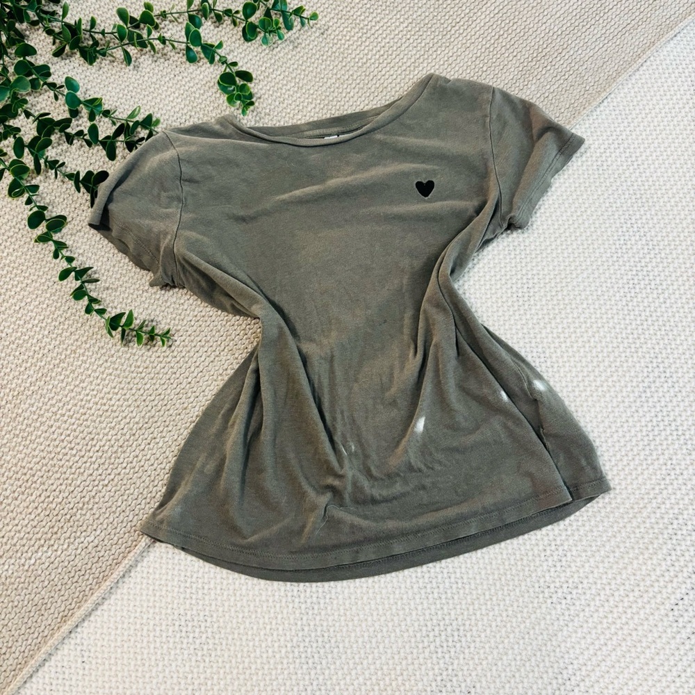 H&M Olive Heart Detail Women's Tee